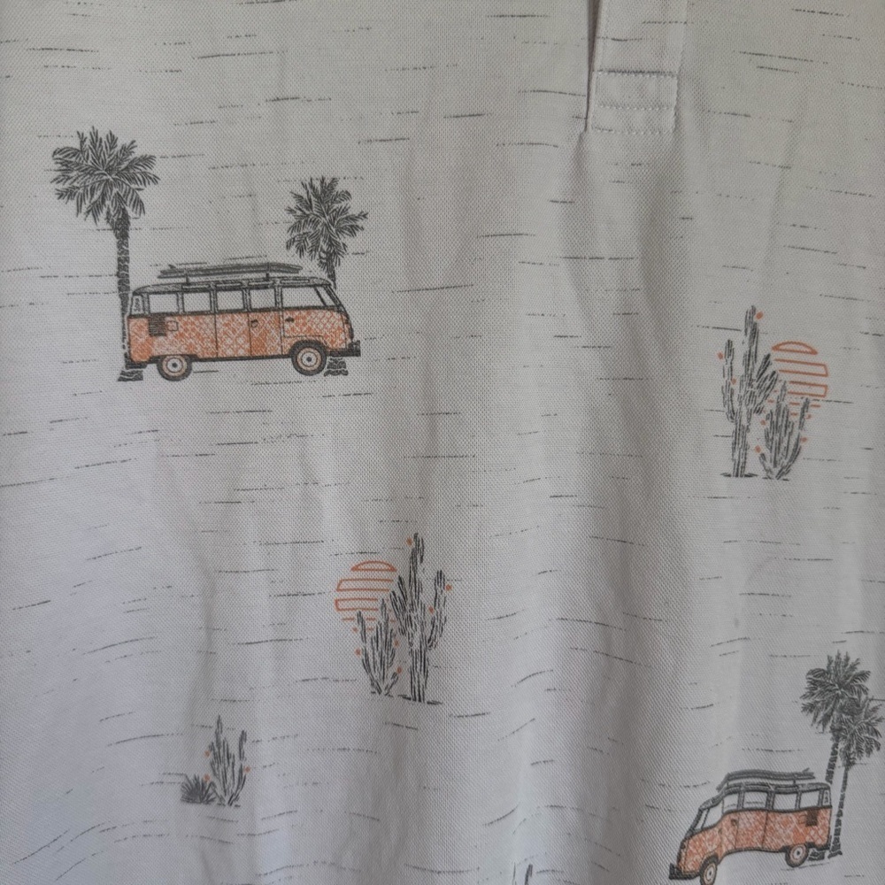 Travis Mathew Polo Shirt Mens S Volkswagen Bus Palm Tree Golf Resort Performance - Picture 3 of 12